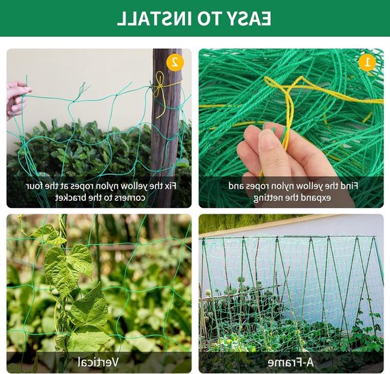 Klimnet voor Planten 1.80 x 1.80 m - Ondersteuning voor Klimplanten zoals Komkommers, Erwten en Tomaten - Groene Tuinnet met 10 cm Maaswijdte van Merkloos — afbeelding 3