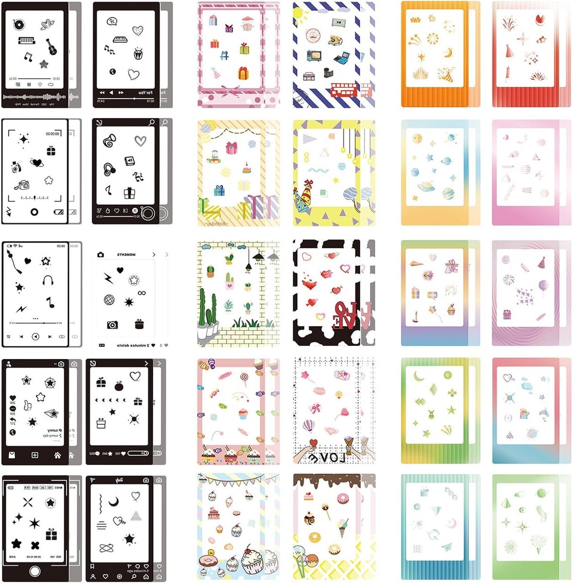 60 Stuks Foto Border Stickers, Mooie Mini Film Frames, Decoratie voor Instax Mini Camera's en Foto's