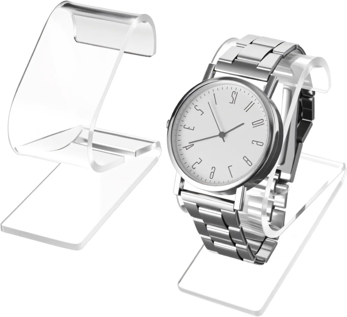 Transparante horloge standaard - 2-delige houder voor horloges en armbanden, acryl rack voor horlogeopslag