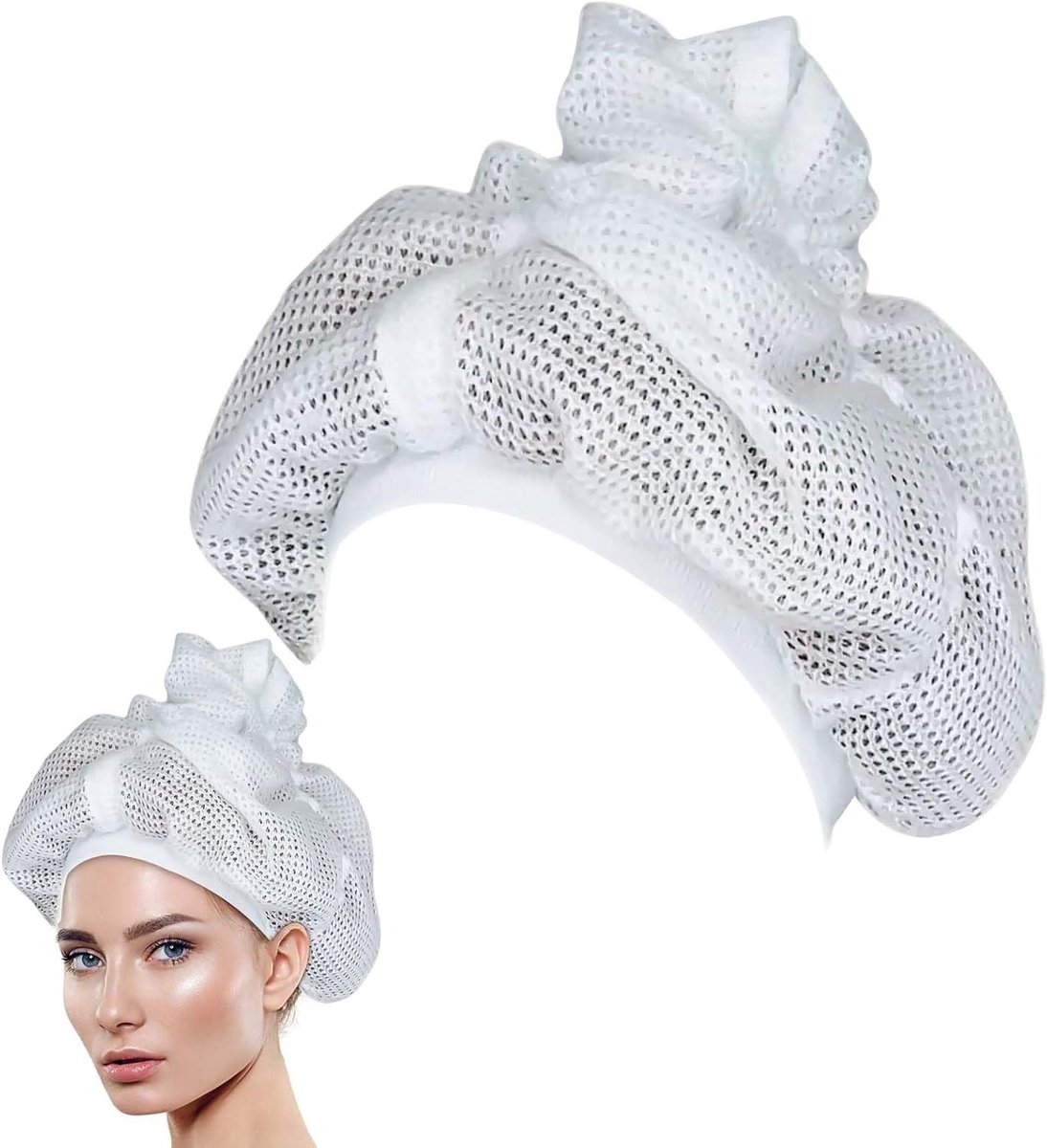 Net Plopping Cap voor het Droogmaken van Krullend Haar, Satijnen Diffuser Hoed met Trekkoord, Verstelbare Hoed voor Volumizing en Bescherming van Krullen