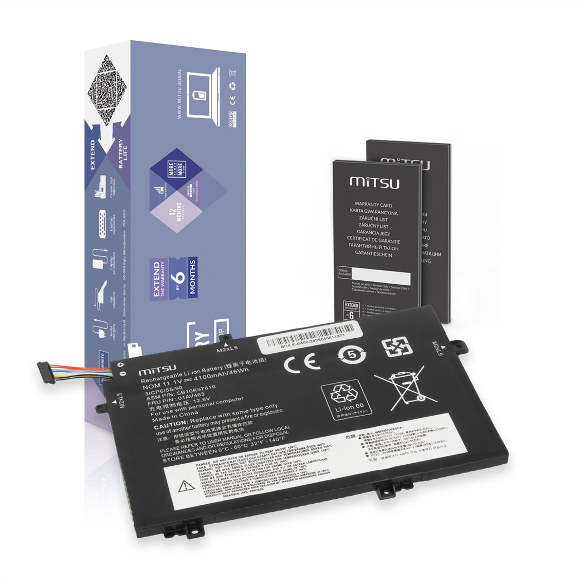 Movano L-Serie - Laptopbatterij - Compatibiliteit Lenovo L480 L490 L580 L590 L14 L15