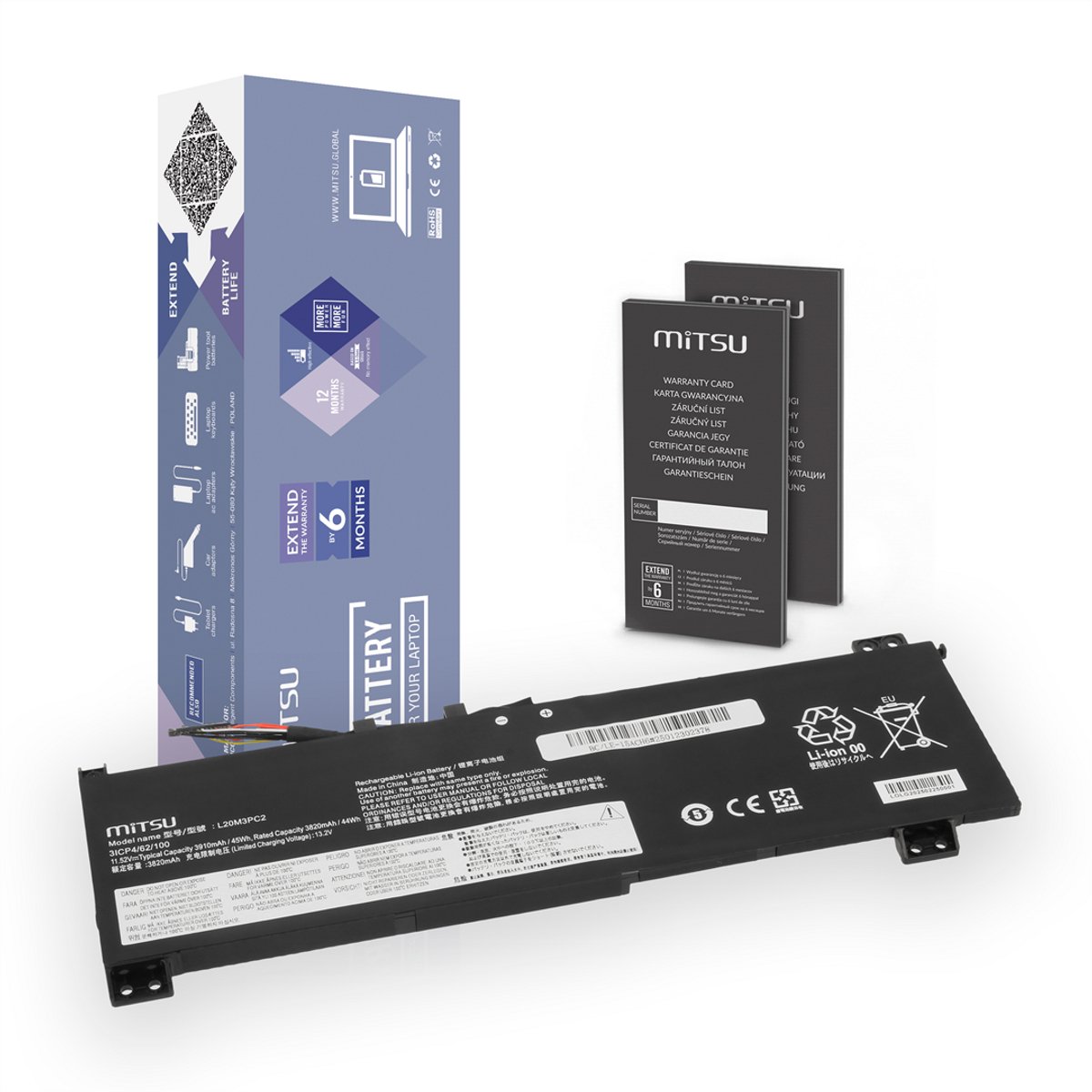 MITSU L20C3PC2 - Batterij voor Lenovo IdeaPad Gaming 3 - Hoge Prestaties - Milieuvriendelijk