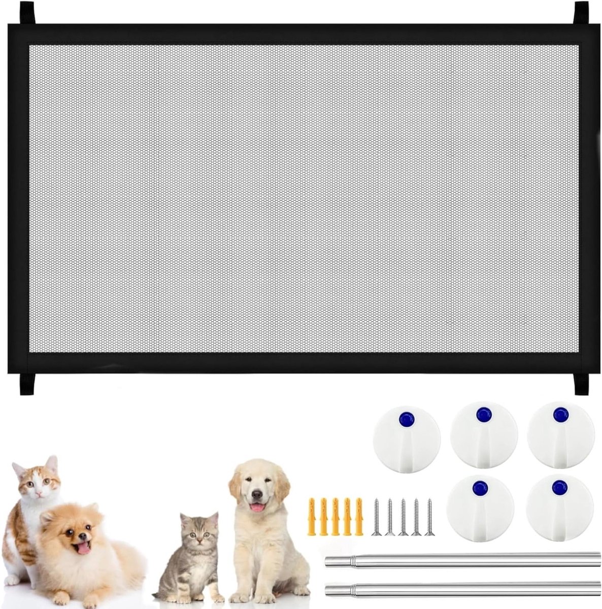 Hondenhekje voor Deuren en Trappen, Dierenbescherming zonder Boren, Veiligheidshek 110 x 72 cm, Ideaal voor Huisdieren en Kinderen