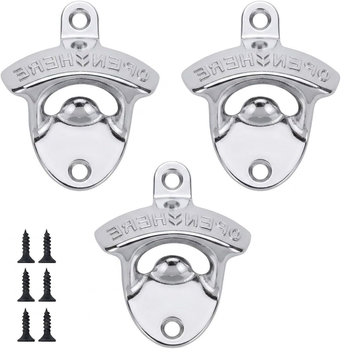 Muurflesopener Set van 3 - Handige Flessenopener voor Thuis, Bar en Feestjes