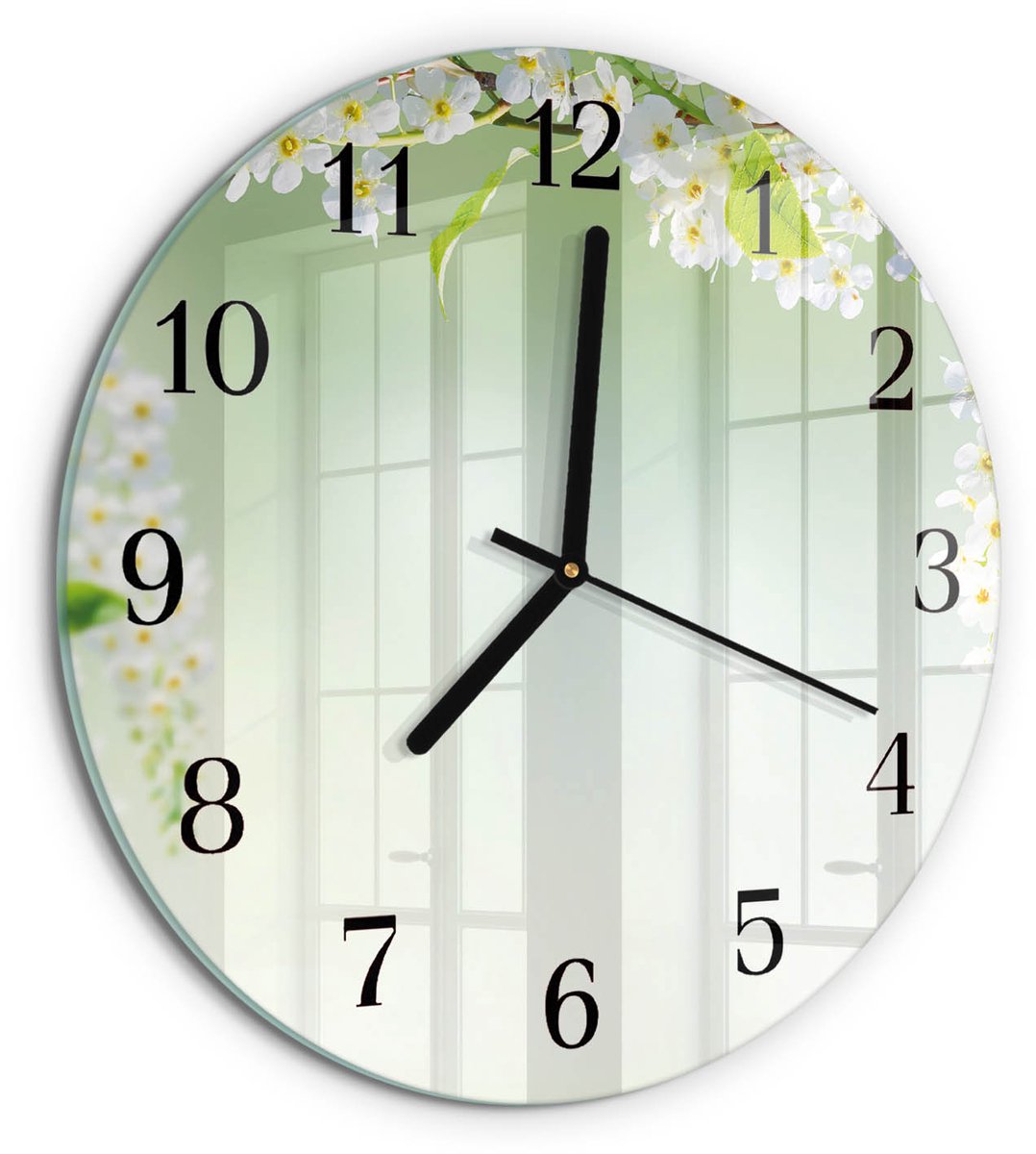 TULUP Wandklok - Lente Wandklok Glas Decoratie - 30fi cm - Groente Gekleurde Glazen Klok - Zwarte Handen - Ronde Wandklok - Moderne Wandklok Glas - Wandklok Glas Decoratie Groente - Lente
