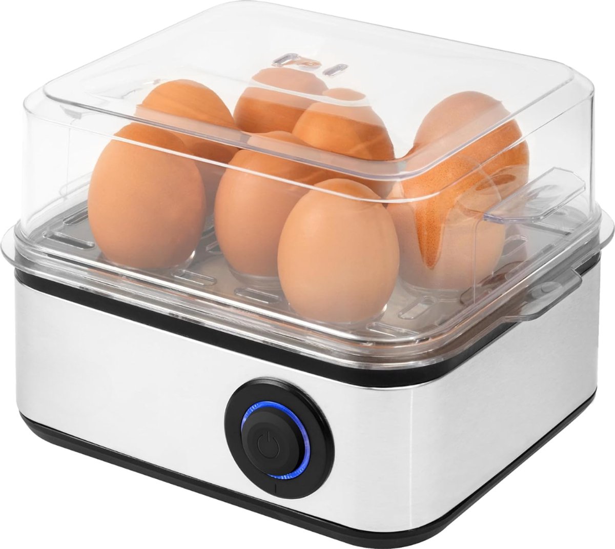YOR® Eierkoker electrisch - Eierkoker - Eierkoker met timer - Zilver - 21cm x 15cm x 13cm; 0.84 kg