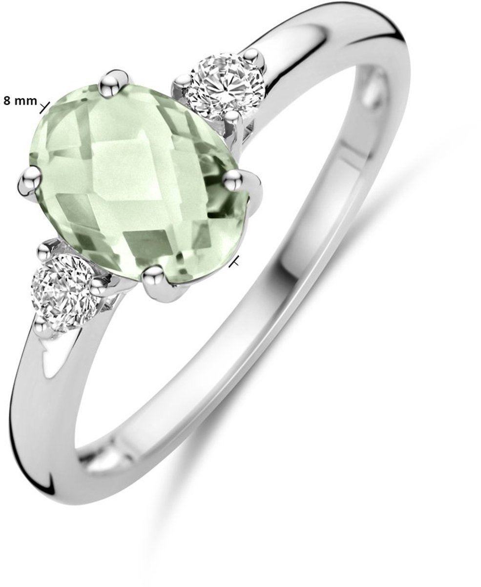 Gerhodineerd Zilver Ring Groen Amethist En Met Zirkonia 1340330