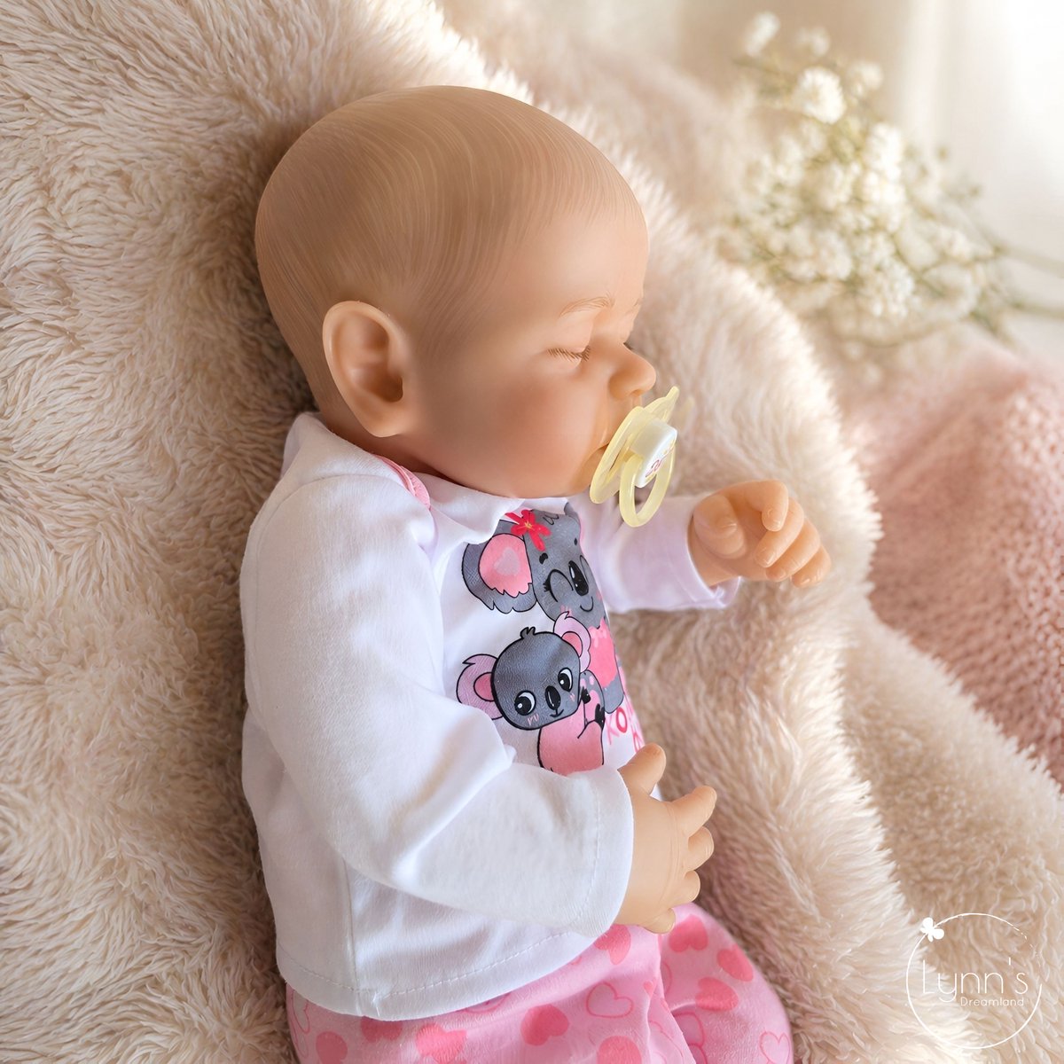 Reborn Baby Pop 'Mae' - 50 cm - Slapend meisje - Soft Vinyl - Met outfit en accessoires - In geschenkdoos — afbeelding 7