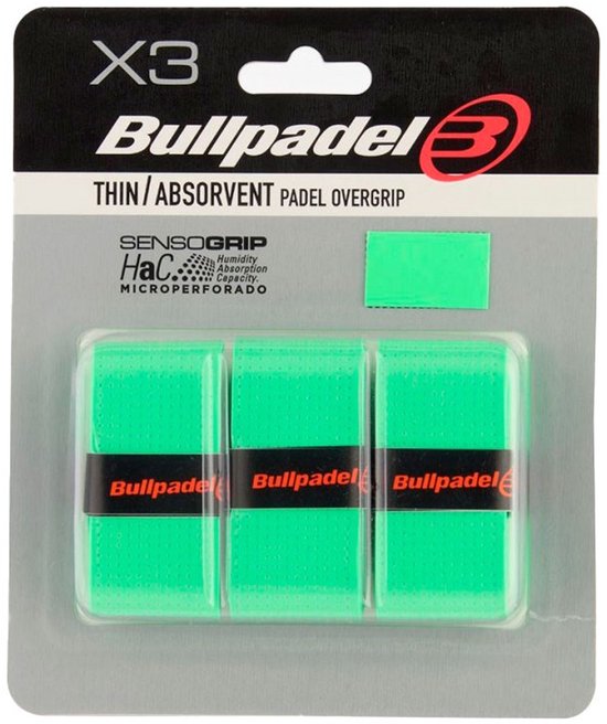 Bullpadel Overgrip GB-1705 (padel) 3 stuks Kleur : Groen Bullpadel Overgrip GB-1705 (padel) 3 stuks Kleur : Groen