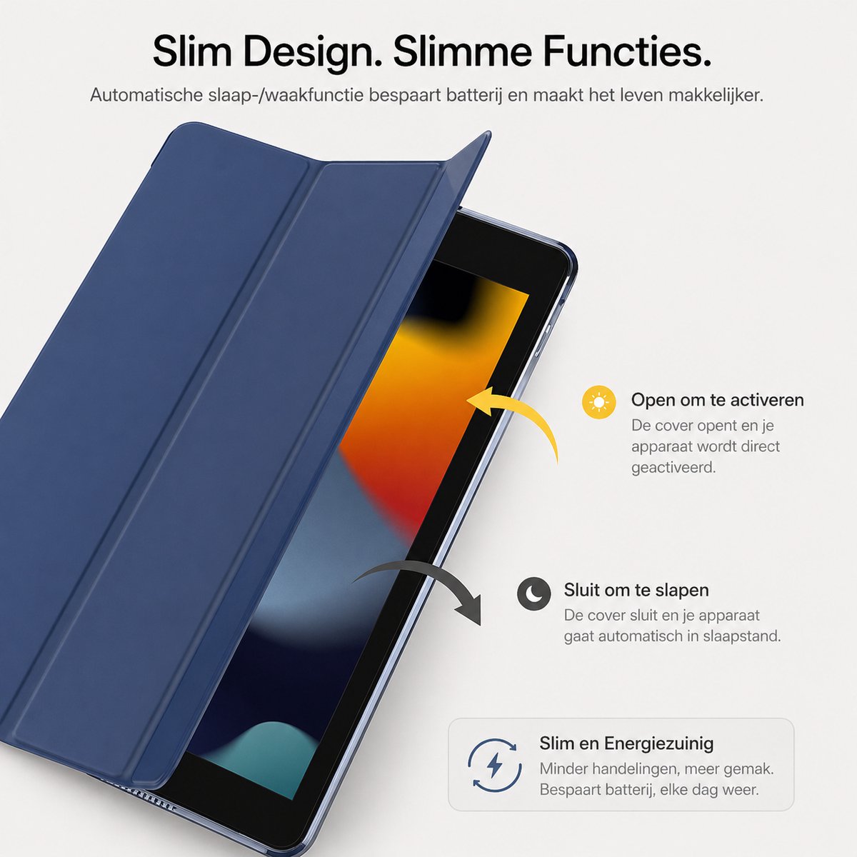 iPad 10.2 inch hoes marineblauw Sounix book-case met standaard, Auto Slaap/Wekt, bescherming 7e-9e gen - Afbeelding 3