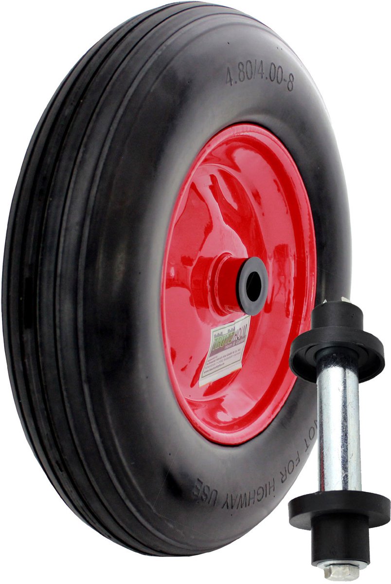 Kruiwagenwiel Reservewiel massief rubber 4.80/4.00-8 met as stalen velg