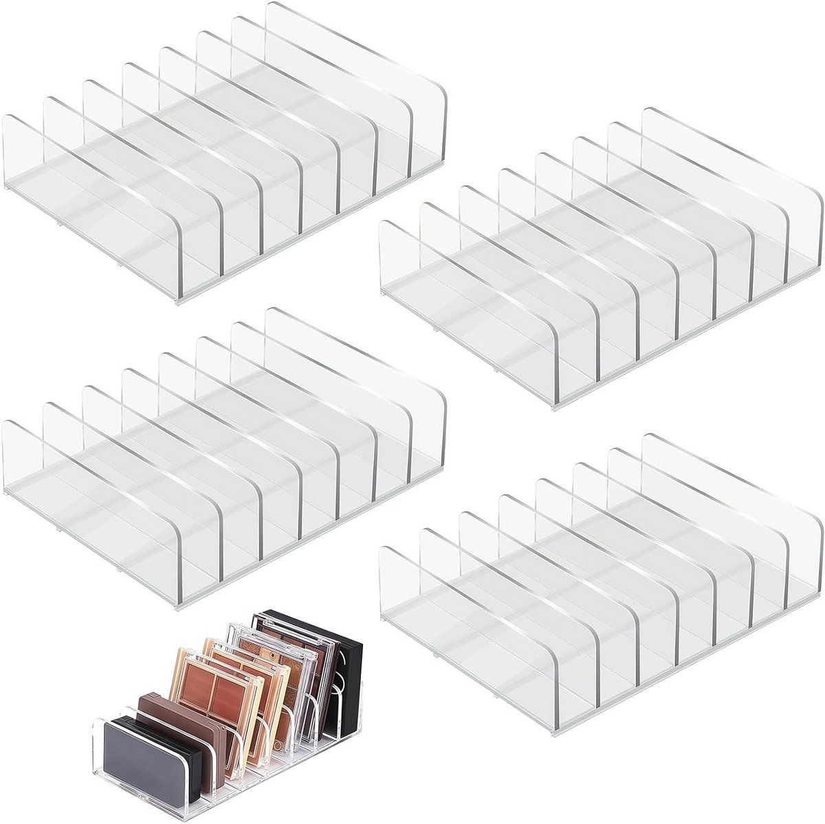 Transparante Organizer voor Oogschaduwpaletten met 7 Vakken (4 stuks)