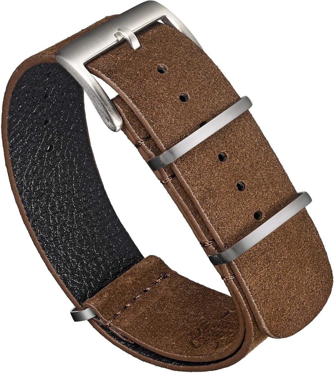 Suède Horlogeband in Nato Zulu Stijl - Vintage Militaire Vervangband voor 18, 20 en 22 mm Horloges voor Dames en Heren