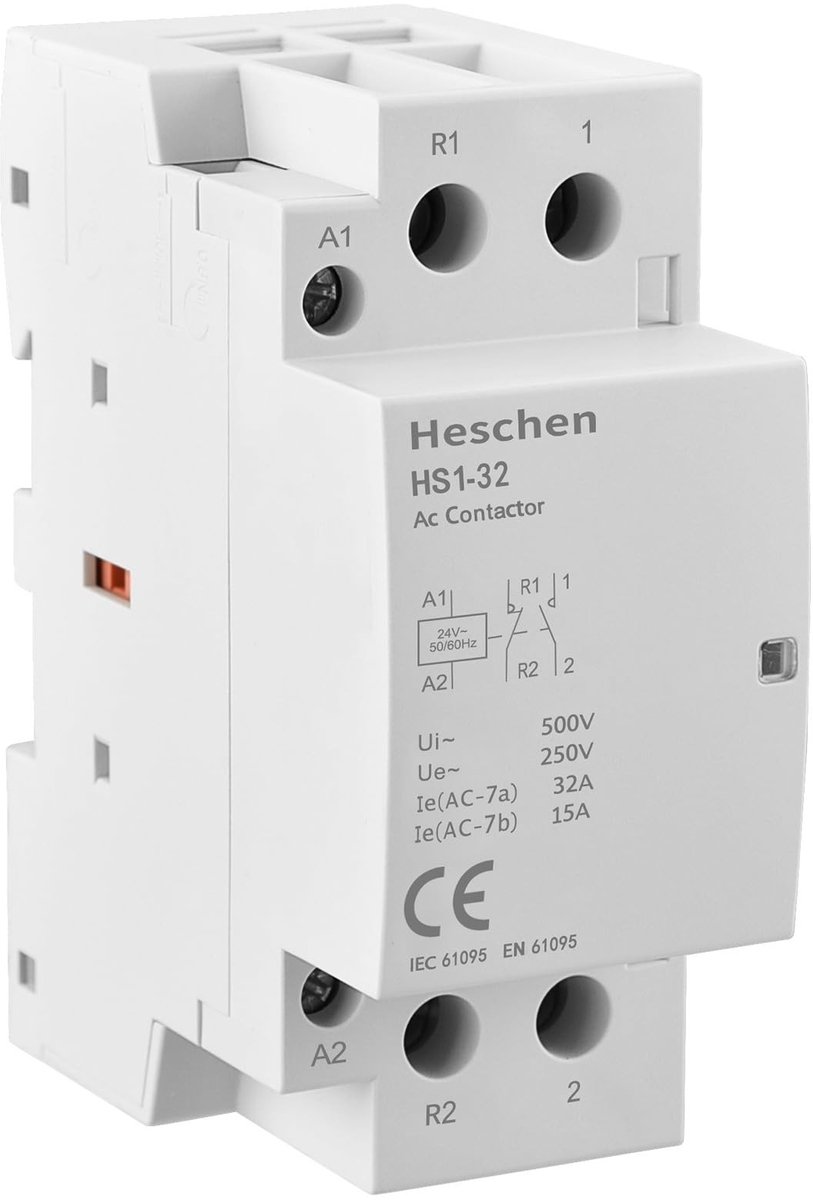 Dailygoods Huishoudelijke AC Schakelaar 32A Wit 2 Polig Geschikt voor Rail Montage Model HS1-32 2P AC 24V