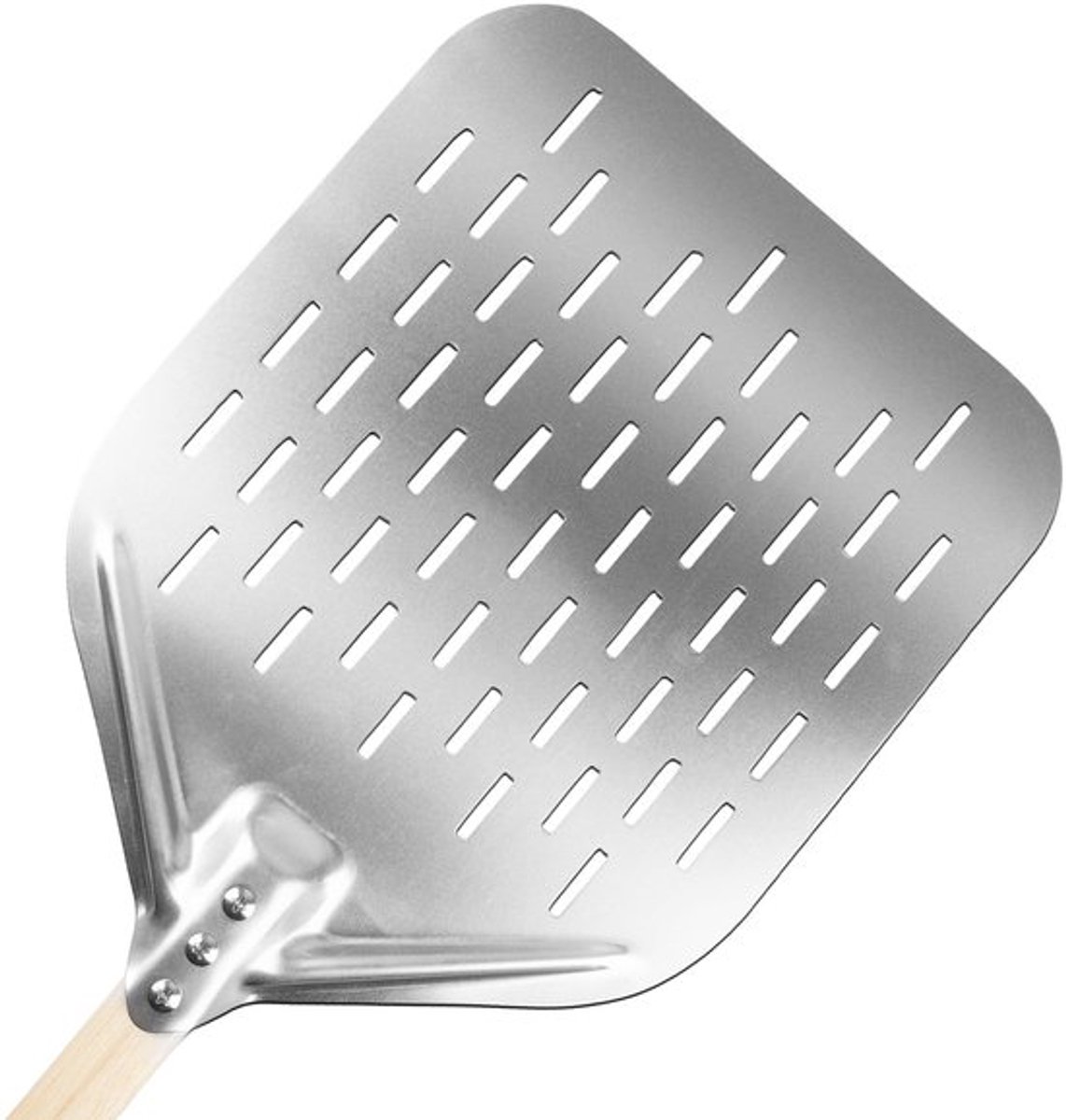Pizzaschep van roestvrij staal, pizzaschep met afneembaar handvat, professionele pizzaschuiver voor gasgrill, grill en oven voor eenvoudige opslag van grote pizza's, 40 x 30 cm