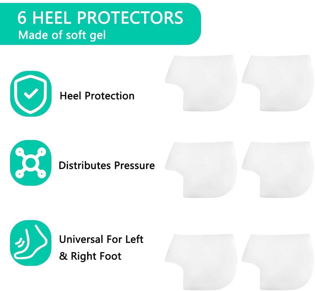 By shayne - Hielkussens - Hielbescherming - Zachte gel - 3 paar - Plantaire fasciitis - Ideaal voor droge en gebarsten hielen - Comfortabel voor dage.