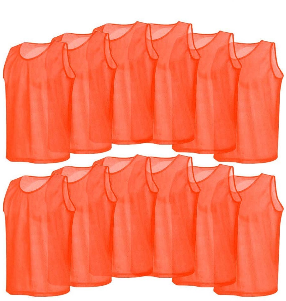 By shayne - Voetbal Trainingsvesten - Ademend Mesh - Set van 12 Stuks - Oranje - Sportkleding - Geschikt voor Teamsporten - Uniseks Volwassenen