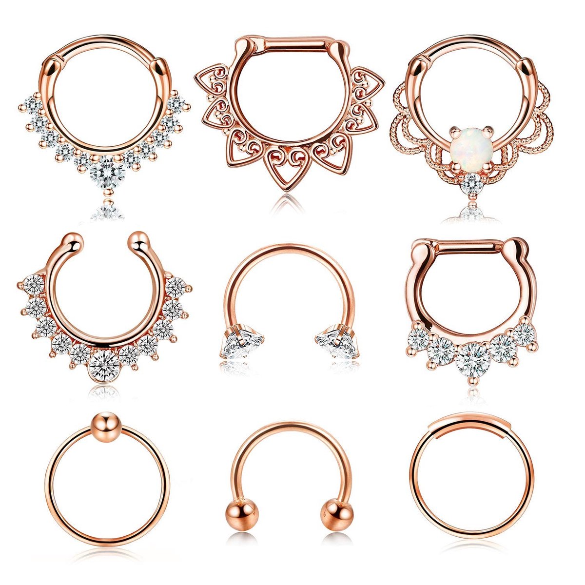 Dailygoods - Stainless Steel Sieraad - Stijlvol Roestvrij Staal - Rose Gold Kleur - Unieke Accessoires - Geschikt voor Dames en Heren - 9 Stuks