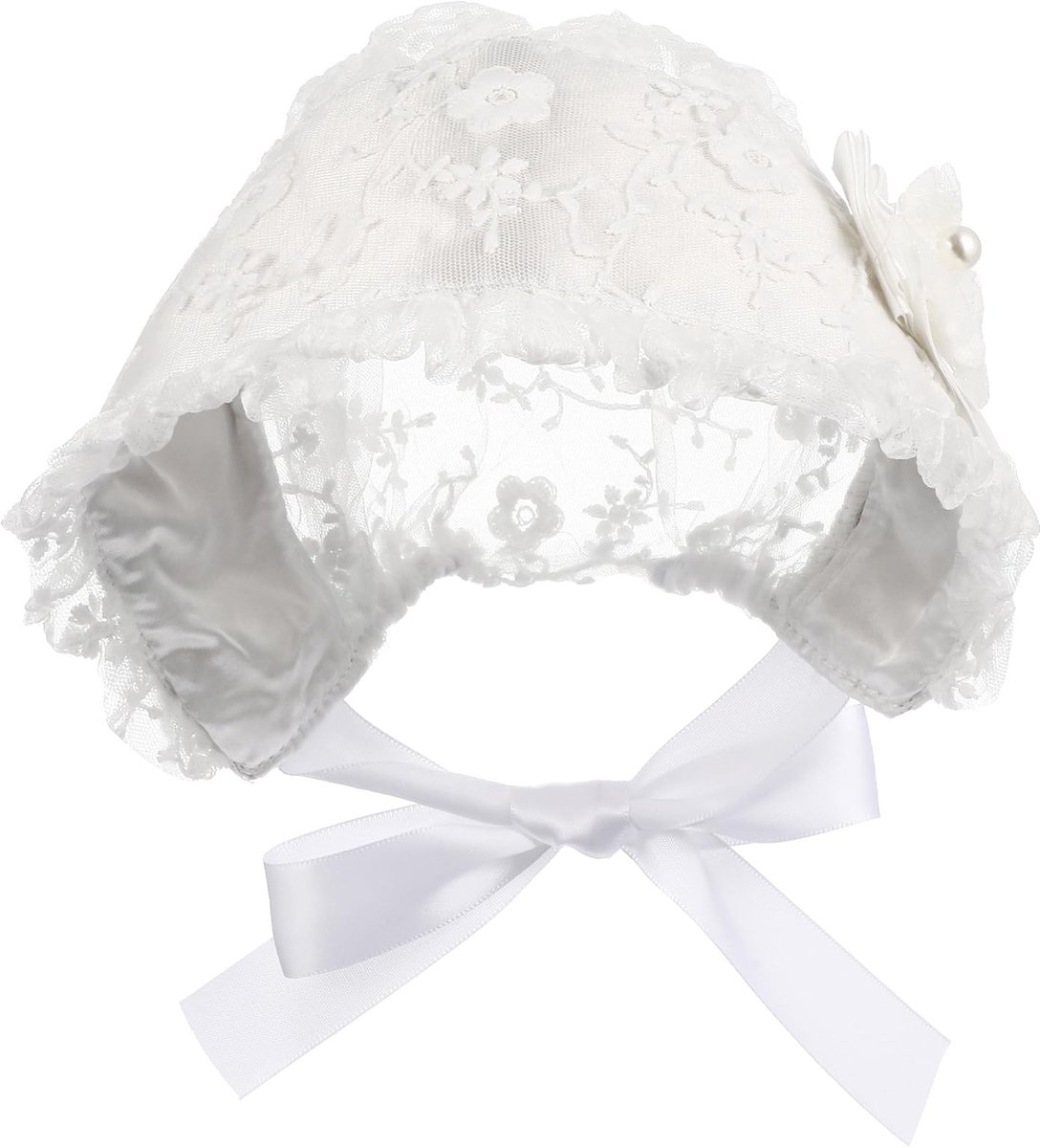 Dailygoods - Baby meisjes zonnehoed - Verstelbare vetersluiting - Ideaal voor zomer - Kant motorkap - Perfecte fotorekwisiet - Geschikt voor peuters -