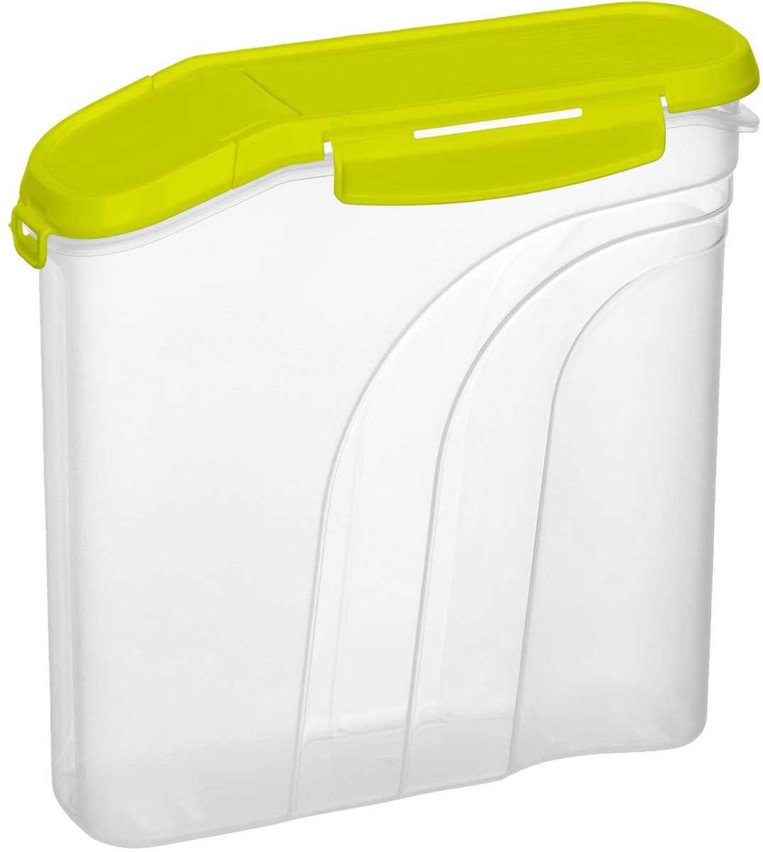 Elzusha - Mueslibox - Aromabestendig deksel - Kunststof - Transparant/groen - 2.2 Liter - Geschikt voor levensmiddelen - 22.0 x 8.0 x 22.0 cm