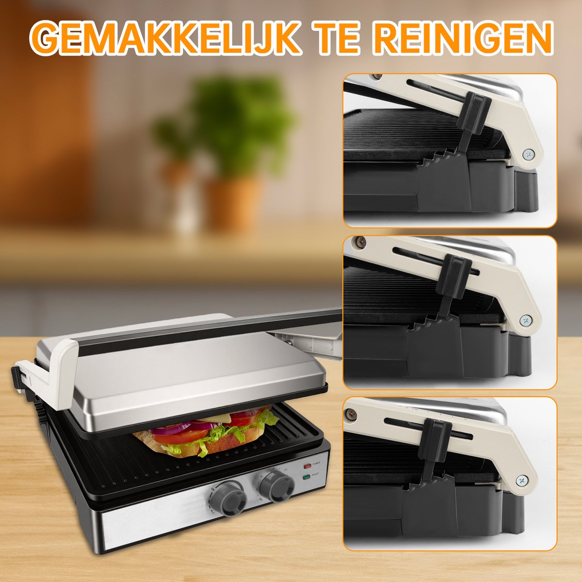 Multifunctionele Ontbijtmachine - Sandwich - 29x35x13 cm - 3-in-1 - 2000W - Anti-aanbak — cadeau in Kookcadeaus - foto 5