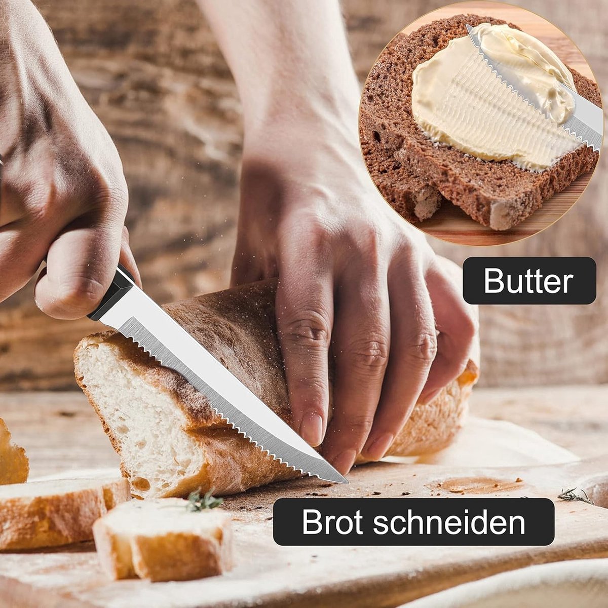 Livia home - Steakmessen - Roestvrij staal - Gekarteld ontwerp - Vaatwasserbestendig - Premium steakbestek - Geschikt voor thuis en horeca