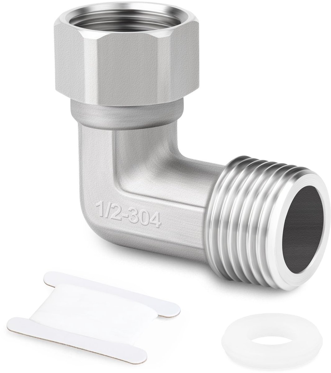 Livia home - 1/2" Vrouw naar 1/2" Mannelijke Elleboog - Gegoten Roestvrij Staal - Zilver - Water en Luchtleidingen - Industrieel - Geschikt voor D...