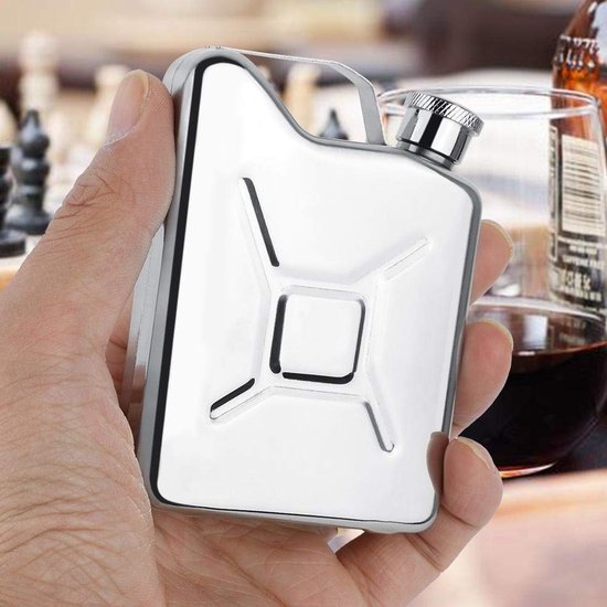 Dailygoody - Platte Fles - Roestvrij Stalen Whiskyfles - Draagbaar - Zilver - Alcoholfles voor Camping en Barbecue - Geschikt voor Reizen - Compa — afbeelding 3