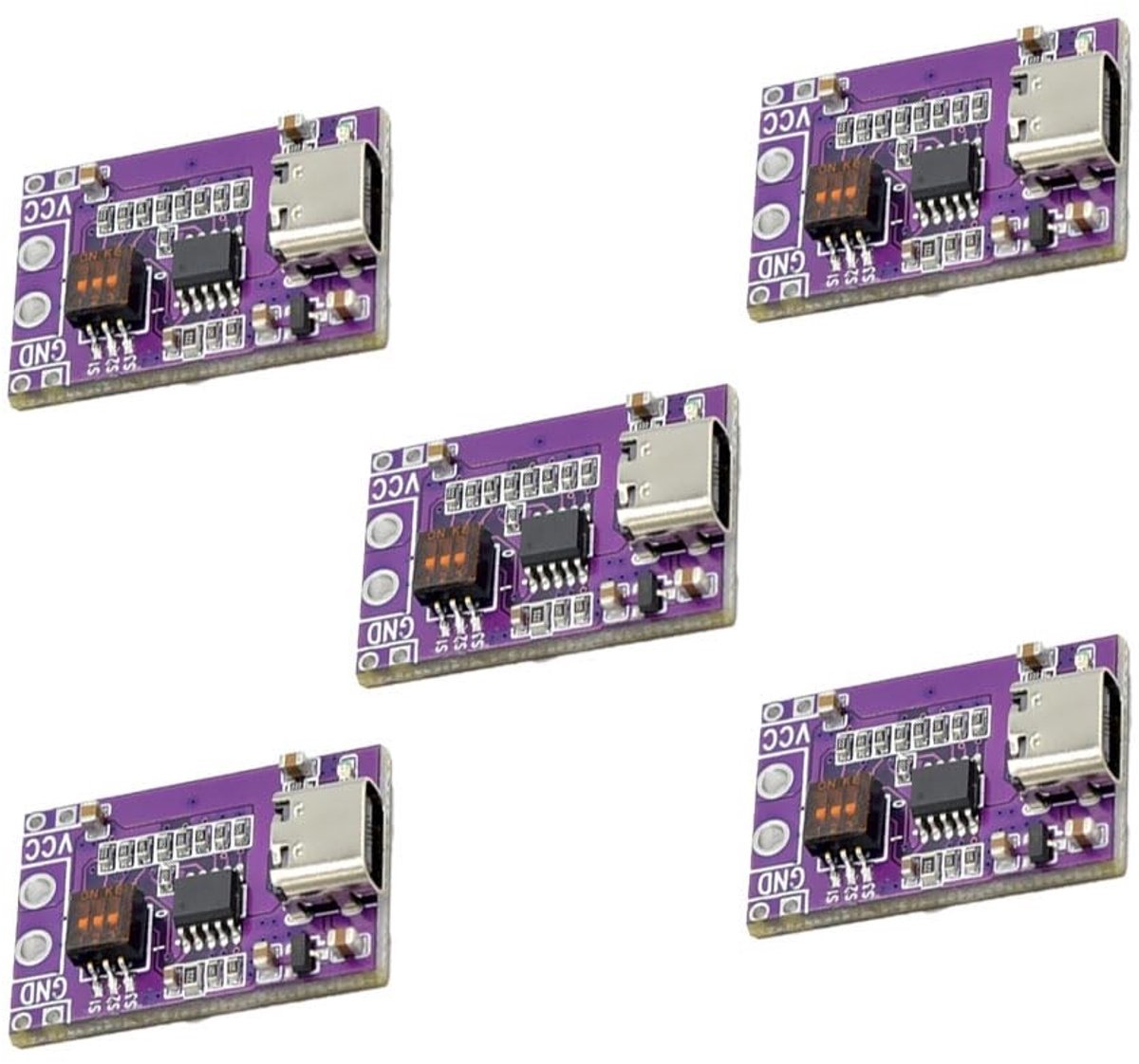 Livia home - Snellaaddecoy-triggermodule - Type C PD/QC/AFC - 5 stuks - Compact formaat - Ondersteunt meerdere spanningen - Geschikt voor snelladers -