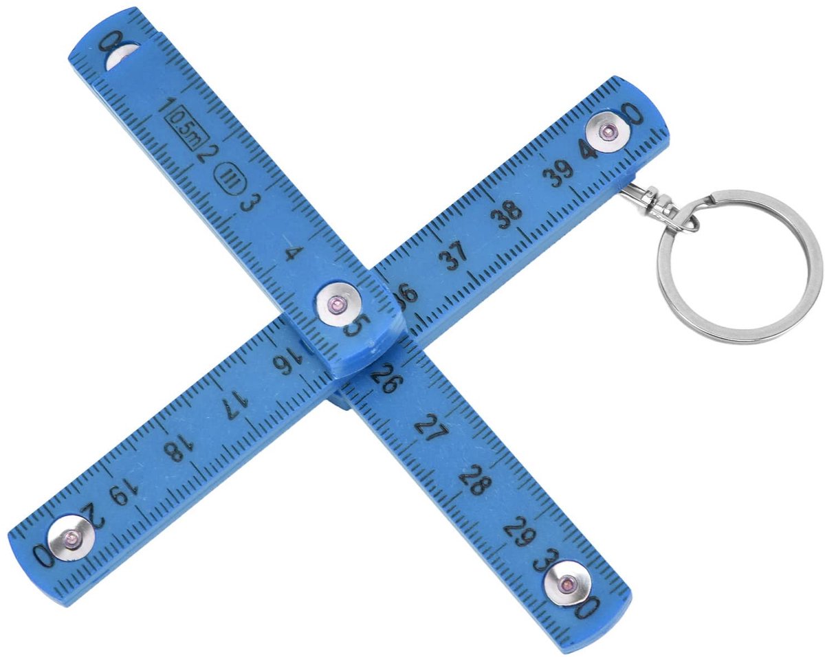 Jhubersproducts - Duimstok - Opvouwbare Liniaal - Draagbaar en Compact - Blauw - Met Sleutelhanger - Geschikt voor Timmerwerk en Doe-Het-Zelf Projecte