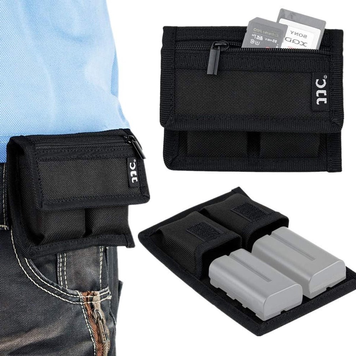 Georganiseerde Geheugenkaarthouder voor SD, SDHC, XQD en Micro SD Kaarten met 2 Batterijvakjes voor Camera's zoals Canon, Sony, Fujifilm en Nikon