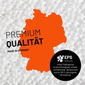 Grote parels als vulling, met 'Premium kwaliteit' en 'Made in Germany' in oranje op de kaart van Duitsland.