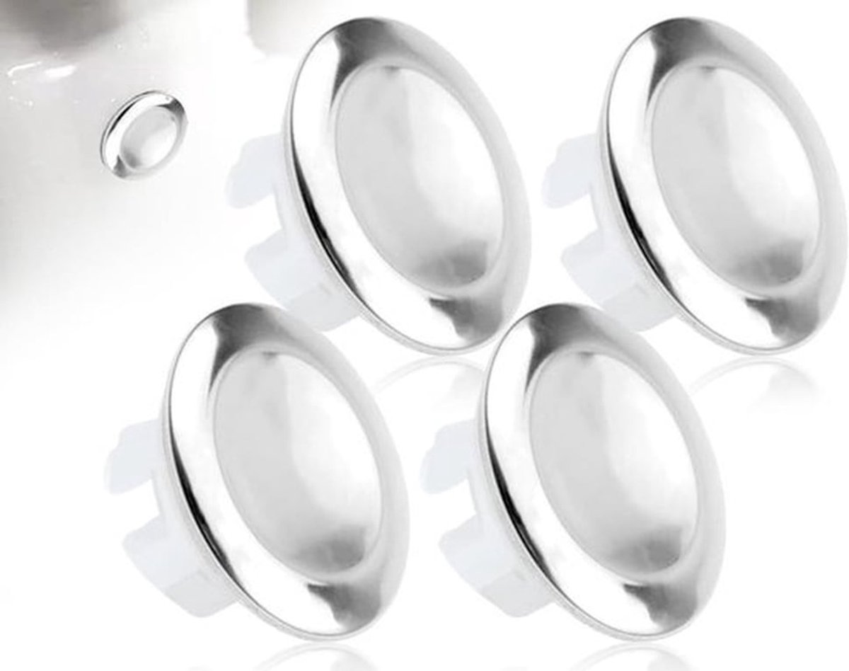Roestvrijstalen wastafel-overloop gootsteenring, set van 4, voor diameter 22-24 mm