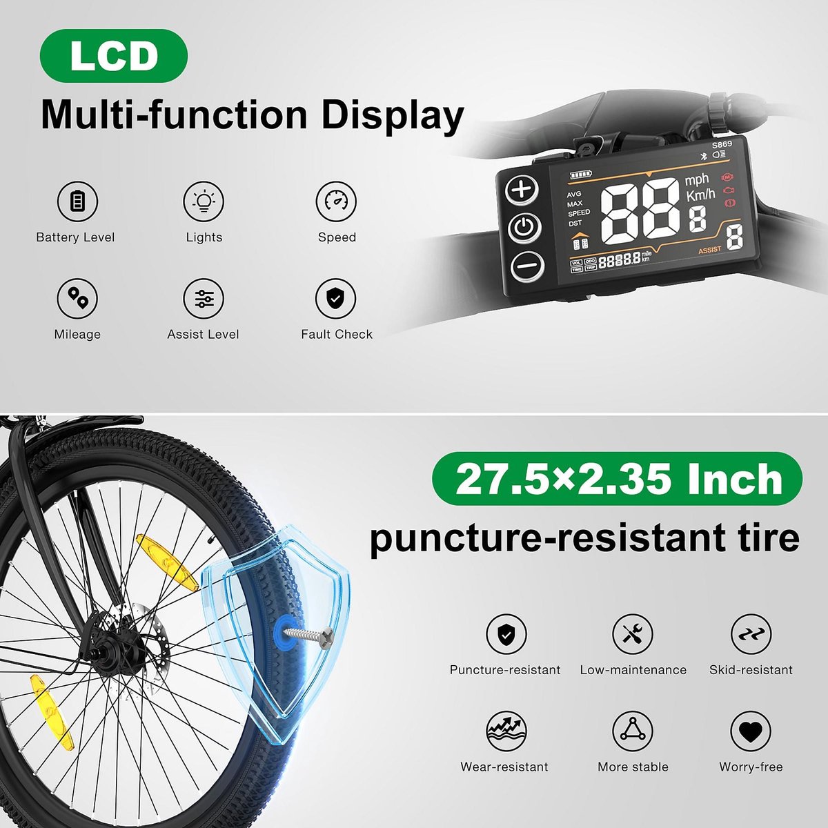 Elektrische Fiets Colorway BK8SL - Trendy 27.5 Inch City Commuter EBike met Afneembare 36V 12Ah Lithium Batterij - Mountain E-Bike met 250W Motor - Damesfiets - IP54 Waterdicht – foto 5