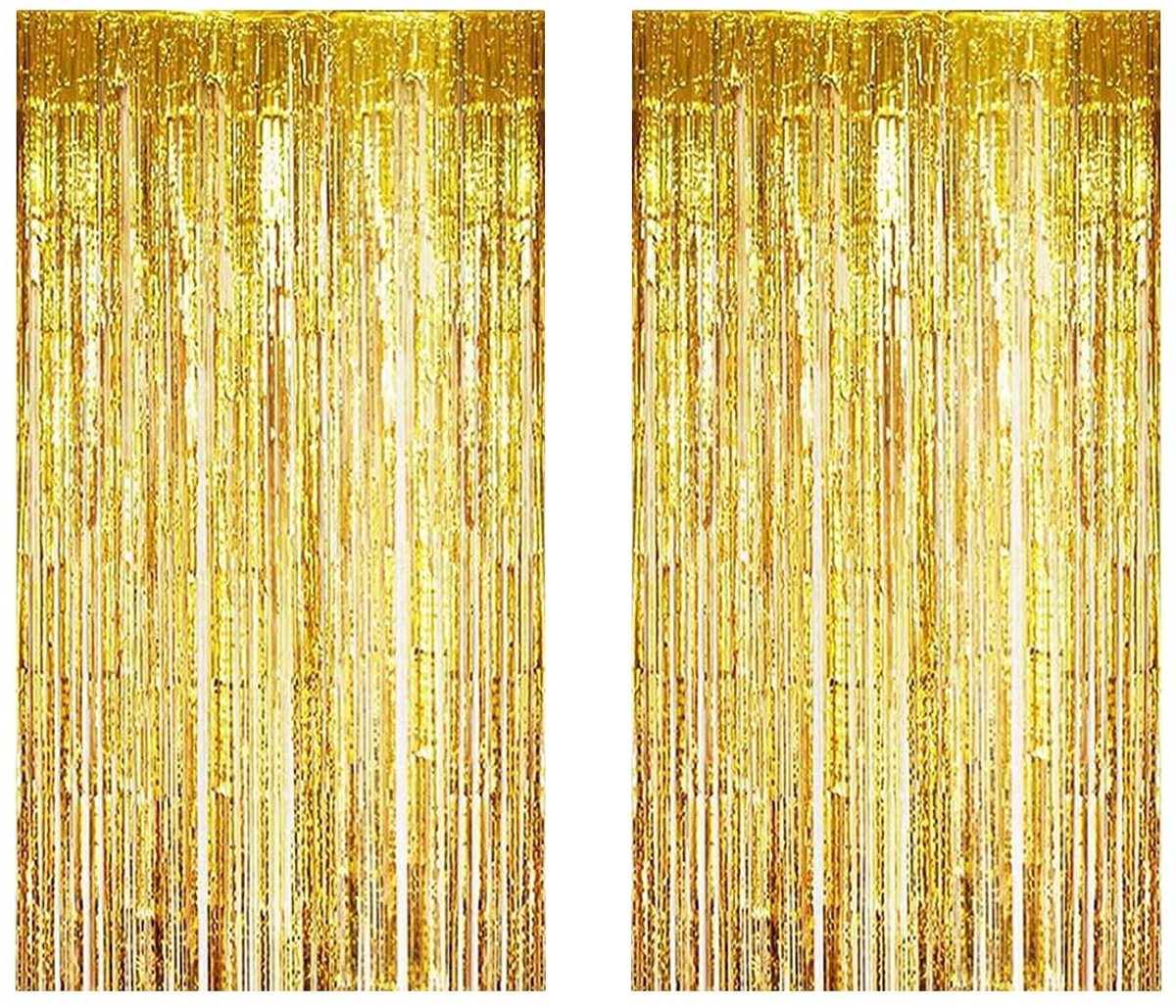 Dailygoods - Dailygoody - Lametta gordijnen - Feestgordijn - Hoogwaardige foliefranjes - Goud - Achtergrond voor verjaardagsdecoratie - Decoratieve slingers - Gesc