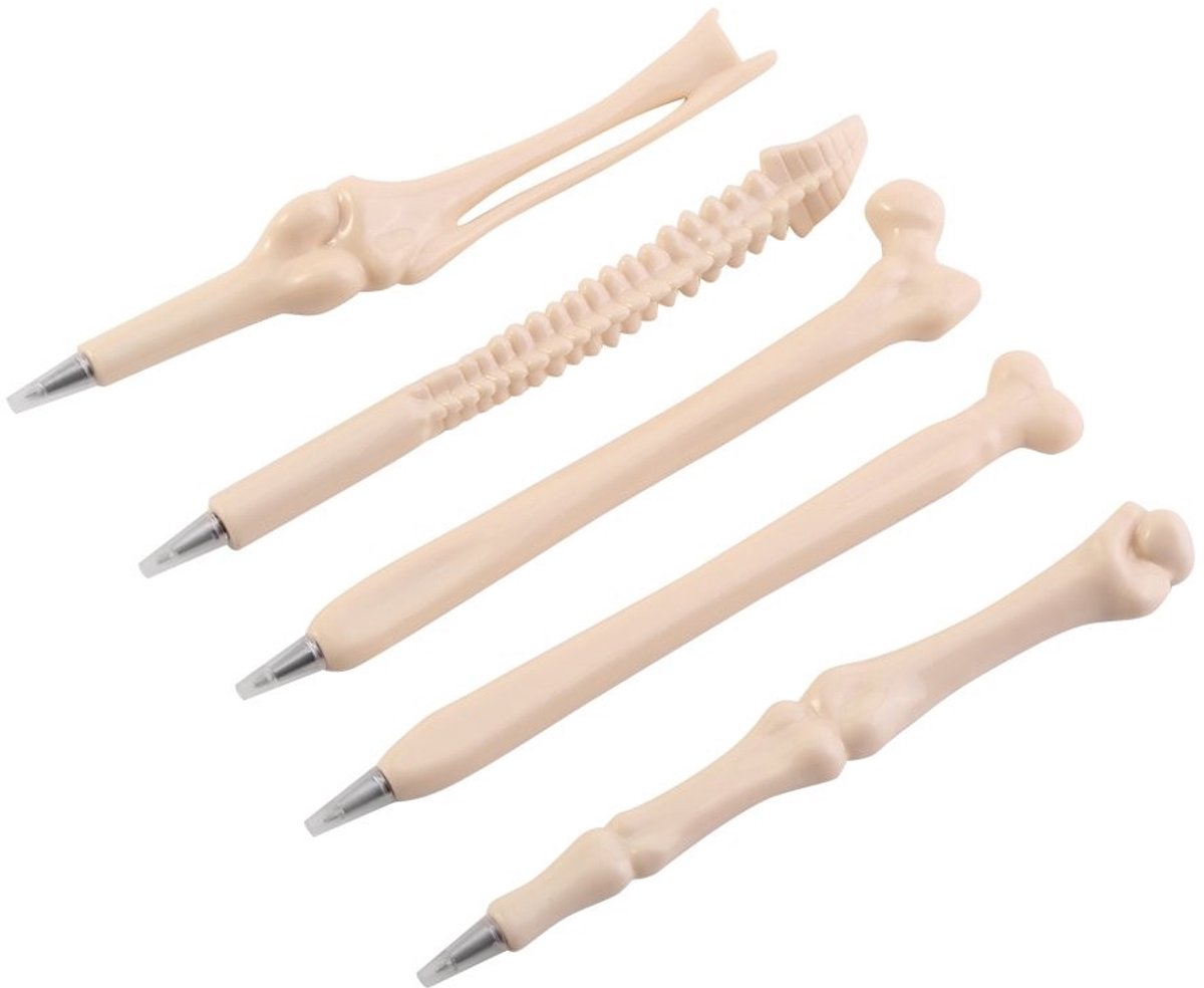 Dailygoods - Dailygoody - Botvormige balpennen - Verpleegster pennen - Lichtgewicht en leuk - Pak van 5 - Skeletvinger balpen - Perfect voor briefpapier - Verjaard...