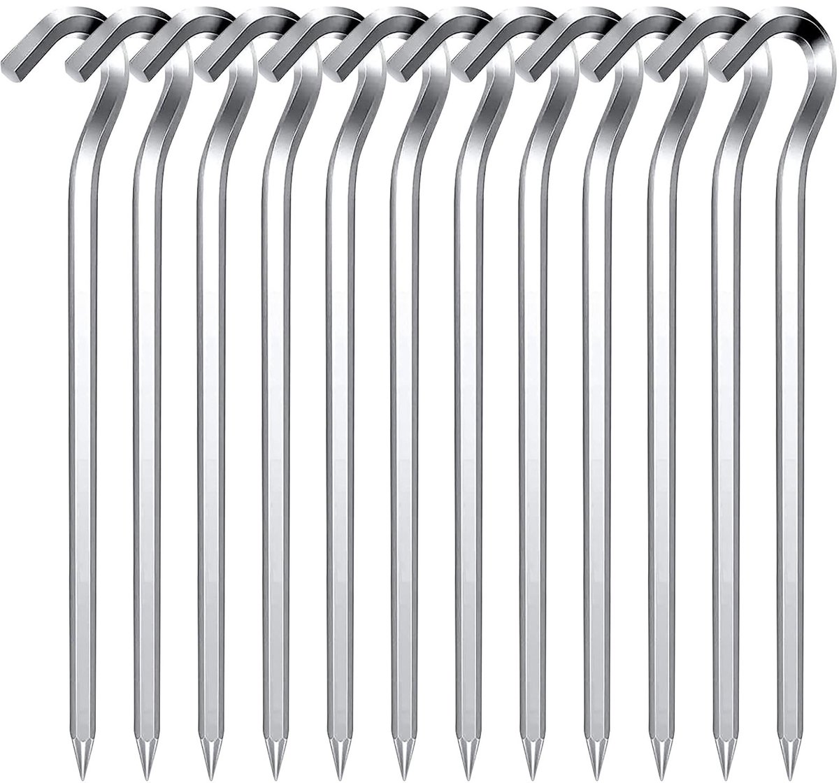 Dailygoods - Dailygoody - Tentharingen - Tentstiften - Sterke en robuuste metalen nagels - 18 cm - Haringen voor kamperen - Geschikt voor buitenactiviteiten - Set
