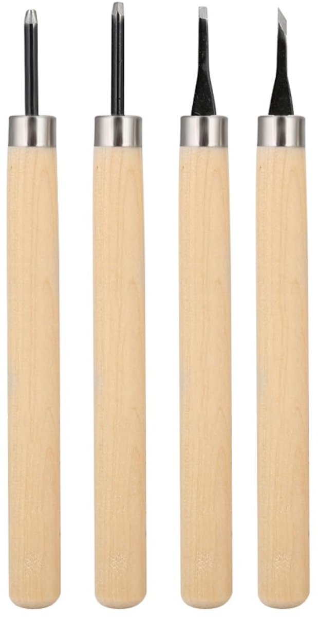 Dailygoods - Dailygoody - Houten Beitels Set van 4 - Professioneel Gereedschap - Duurzaam en Corrosiebestendig - Voor Hobbymatig en Professioneel Gebruik - Ideaal