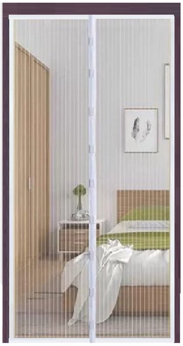 Dailygoods - Dailygoody - Deurnetscherm - Insectenwerend - Intrekbaar gaasnet 82.7x39.4in - Wit - Handsfree gebruik - Ideaal voor deuren - Modern design
