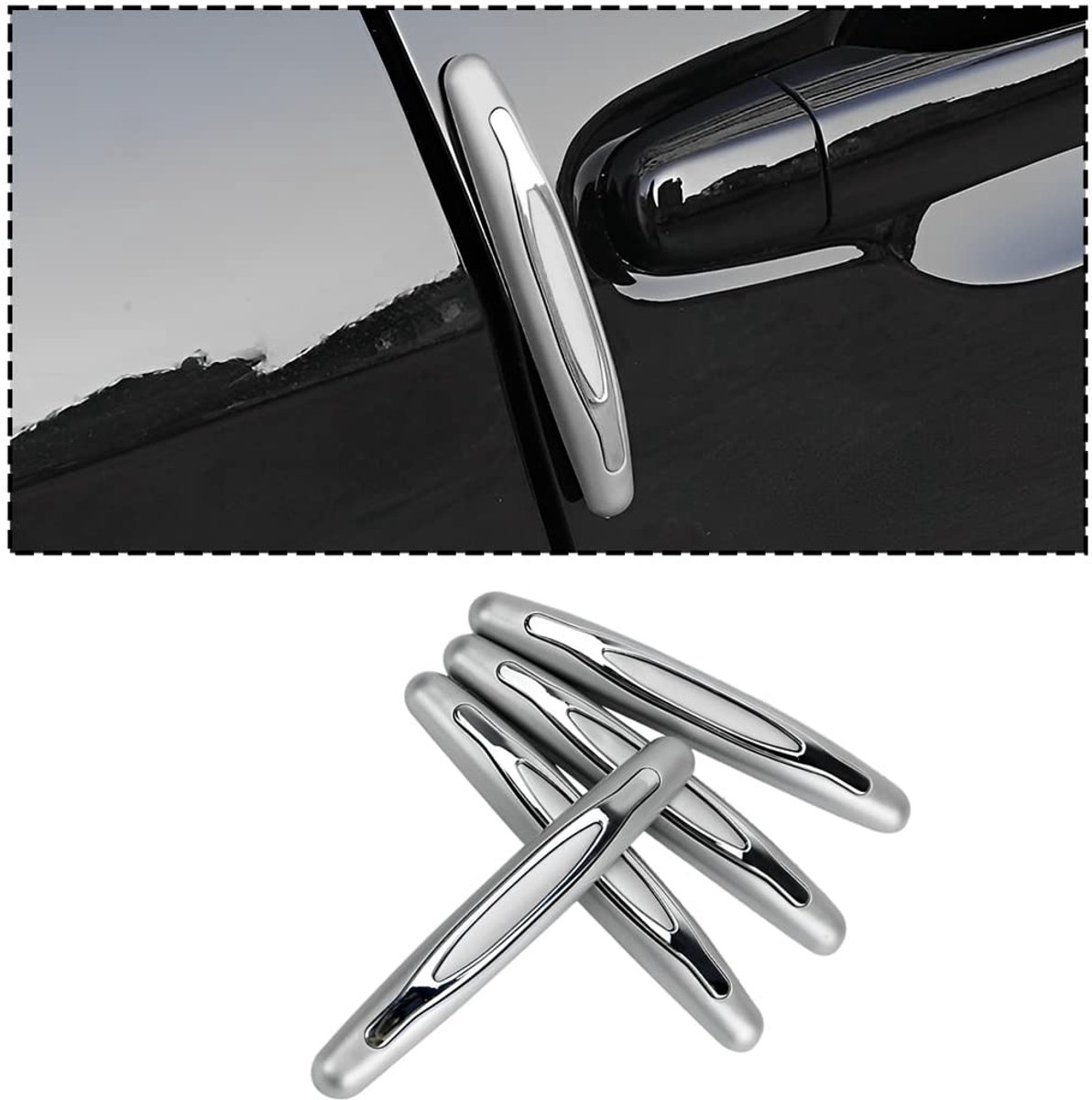 Dailygoods - Dailygoody - Randbeschermers - Krasbestendig - Schokbestendig - Zilver - Universeel - Bescherming voor vrachtwagens en SUV's - 4-delige set