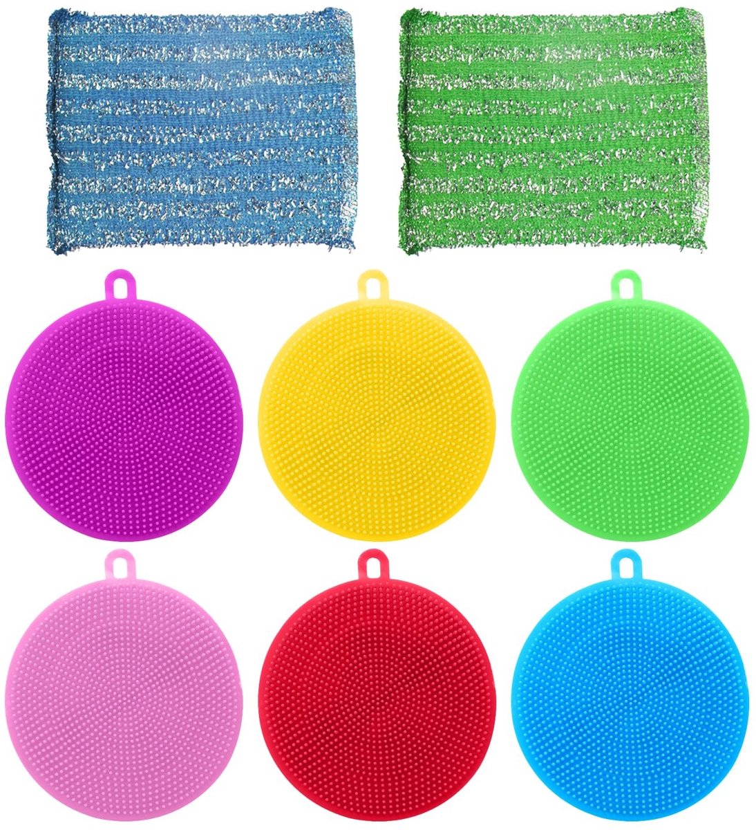 Dailygoods - Dailygoody - Siliconen theedoeken - Keukenaccessoires - 6 stuks - Ronde theedoeken - Reinigingsdoeken - Geschikt voor elke keuken - Meerkleurig