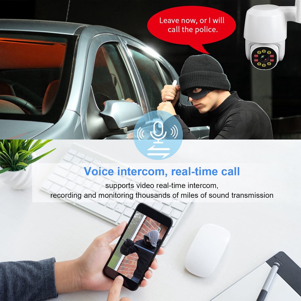 Dailygoods - Dailygoody - WiFi IP-camera met Bewegingsdetectie - Waterdicht - 1080 Pixels - Voor Buitenbeveiliging - Ideaal voor Thuis en Tuin