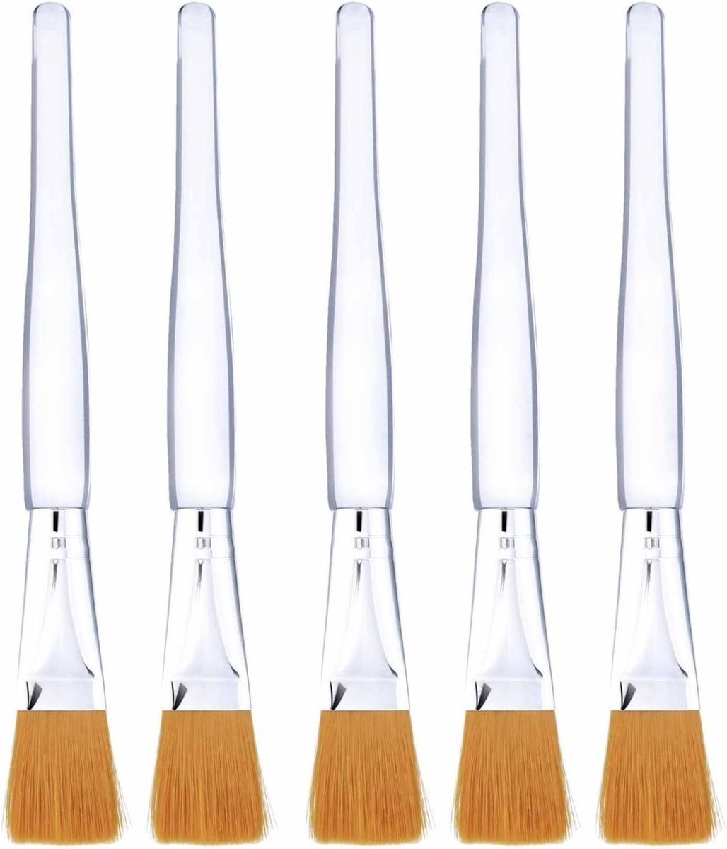 Professionele Make-up Kwasten Set voor Gezichtsmaskers - 5 Stuks met Transparante Handgreep, Perfect voor Schoonheidsbehandelingen en Huidadvies