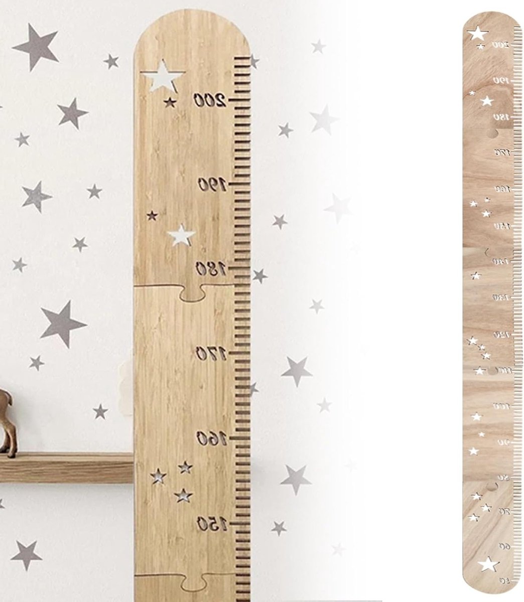 Houten Groeimeter voor Kinderen, Opvouwbare Hoogtemeter voor Wanddecoratie, Groei- en Meetlat voor Baby's en Peuters, Ideaal voor Kinderkamers