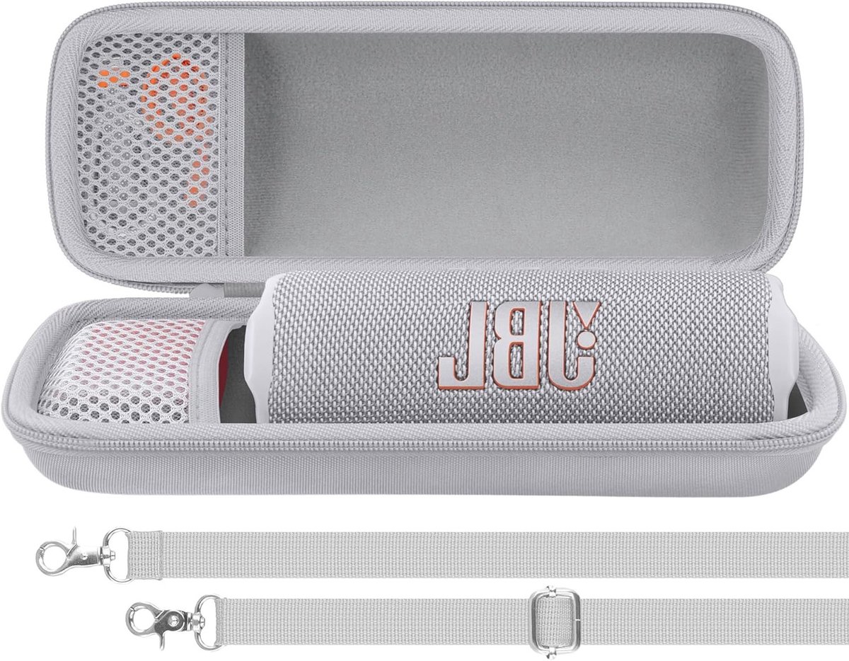 Draagbare Beschermhoes voor JBL Flip 7/Flip 6/Flip 5 Bluetooth Speaker, Hard en Schokbestendig, Wit