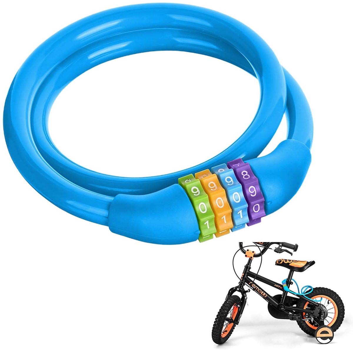 Dailygoody - Fietsslot - Antidiefstal Kabelslot - 4-cijferige code - 60cm - Blauw - Veiligheidsoplossing - Geschikt voor fietsen en scooters