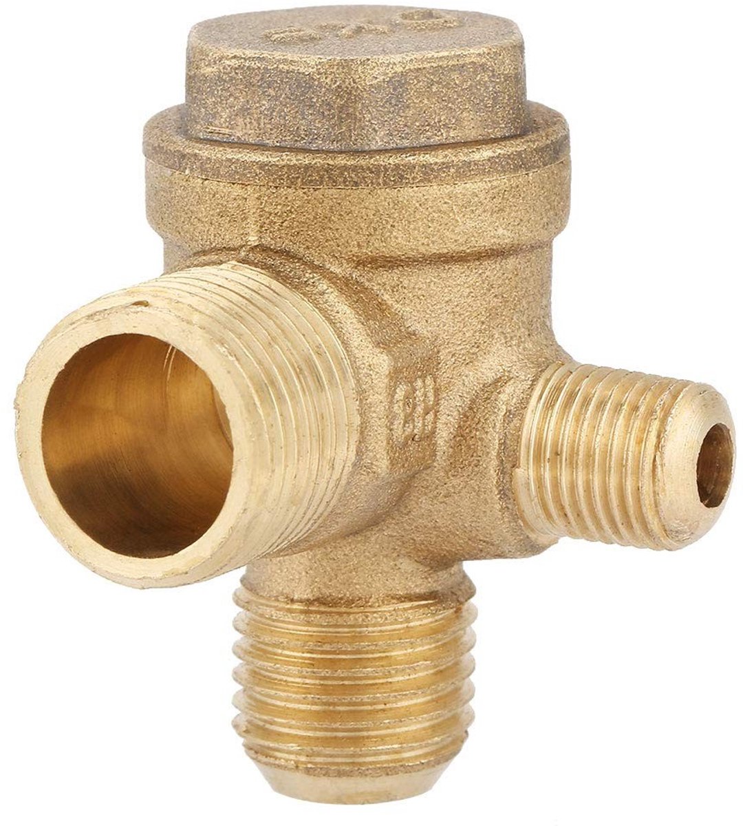 Dailygoody - Terugslagklep Luchtcompressor - Messing - 3-poorts - 90 Graden Buitendraad - 20x10x14mm - Voor Pneumatische Fittingen - Geschikt voor Luc...