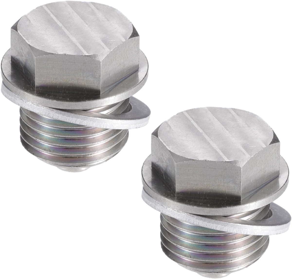 Dailygoods - Dailygoody - Universele Magnetische Olie-Aftapplug - M16x1.5 - 2 Stuks - Zilveren Tint - Geschikt voor Auto en Motorfiets - Kwaliteit