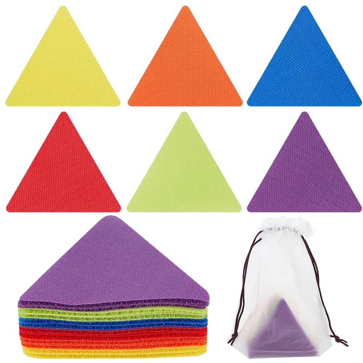 Dailygoods - Dailygoody - Tapijtmarkers - Driehoekige Klittenband Tapijtstickers - Multifunctioneel - 6 Kleuren - Onderwijsbenodigdheden - Geschikt voor Klaslokaal