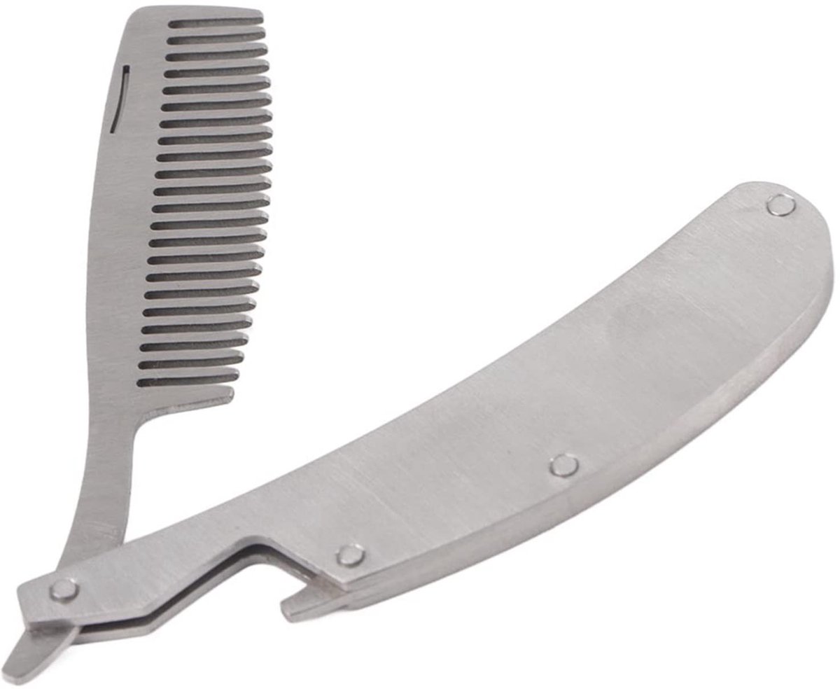 Dailygoods - Dailygoody - Roestvrijstalen Baardkam - Antistatisch - Ontwart en Verzorgt - Compact Formaat - Voor Mannen - Handgemaakt Design - Ideaal voor Elke Baard